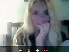 Dude captures his blonde gf playing with herself on skype